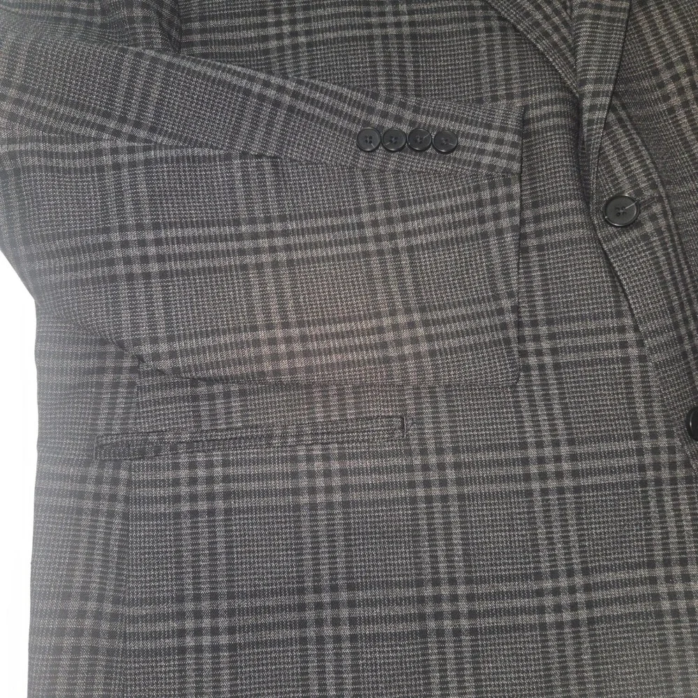 Oak Hill DXL Mens Grey Glen Plaid Blazer Jacket 3XL 54R 56R Two Button Stretch